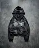 Otoño e Invierno Estilo Americano Estampado Callejero Elegante Y2K Hip-Hop Holgado Con Capucha Cremallera Sudadera Traje de Pantalón con Estampado de Leopardo Venta al por Mayor