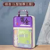 Bolsa Clasificadora de Color Vintage de Gran Capacidad en Forma de L con Cierre de Malla, Bolsa de Almacenamiento Engrosada para Estudiantes de Secundaria y Preparatoria