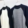 Suéter de cuello redondo para hombre, suéter de punto con bloques de color de moda otoño/invierno, capa base cálida, suéter de punto casual, tejido grueso para hombre