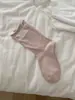 Calcetines Apilados con Lazo y Calados Atmosféricos para Niños Ligeros Transpirables de Media Caña Dulces Florales JK Lolita