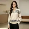 Suéter de tricô jacquard feminino da Amazon com gola, novo outono e inverno suéter pullover de comércio exterior russo, suéter feminino estilo europeu e americano