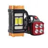Linterna LED solar de alto brillo de largo alcance transfronteriza, lámpara portátil multifuncional recargable de emergencia COB para exteriores