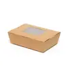 Caja de Almuerzo de Papel Kraft con Ventana Transparente Caja para Pollo Frito Barbacoa Caja Desechable de Grado Alimenticio a Prueba de Aceite para Llevar Apta para Microondas