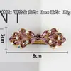 Pinza de Resorte de 8 cm Cabello Medio Recogido Cristal de Alta Gama Diamante K9 Chapado en Oro Real Pasador de Alta Gama Pasador en la Parte Posterior de la Cabeza