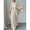 Amazon 2026 Conjunto de Vestido Elegante de Dos Piezas Irregular Plisado de Manga Murciélago Suelta Moda Europea y Americana para Mujer