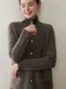 Cárdigan de Cachemir con Trenzado Estilo Old Money de Cuello Alto para Mujer, Suéter de Punto Grueso, Nuevo Abrigo Suéter Invierno 2026