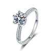Anel de moissanite de simulação ao vivo vermelho de mão rápida transfronteiriça net 1 quilate seis garras anel de casamento fábrica atacado
