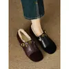 Estilo Universitário Retrô Camélia Tira em T Mary Jane Sapatos Pequenos de Couro Bico Redondo Mais Pelúcia Sapatos de Pelo Mulheres