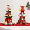 Suministros de Decoración para Fiesta Navideña Soporte de Papel para Pastel Soporte para Pastel Papá Noel Reno Soporte de Exhibición de Postres de Tres Niveles