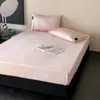 Luxo Leve e Sensação de Alta Qualidade Algodão de Fibra Longa 100S Alta Contagem de Fios Lençol de Elástico 100% Algodão Cobre de Cama Peça Única Lençol de Cama de Dormitório Peça Única Cor Sólida 100% Algodão