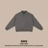 Ropa de hombre DE Transfronteriza Europea y Americana Sudadera con botones corta y ancha tipo POLO, estilo universitario old-money, sudadera de forro polar holgada 350G para hombre
