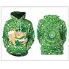 Comercio exterior transfronterizo St. Sudadera con capucha para hombre con impresión digital 3D del Día de San Patricio, serie de camuflaje, Verde