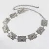 Cadena de Cintura para Mujer de Gama Alta Cadena de Cintura Metálica Tallada Retro Moda Cuadrada Versátil Cadena de Cintura para Mujer Bohemio Nicho