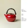 Ruyeguixong Ocre Rojo Chino Rojo Sueño Bermellón Vid Tejida Asa Olla Estilo Chino Cerámica Gruesa Tetera Hecha a Mano Tetera para Infusión de Té