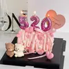 520 Decoración de Pastel de Oso de San Valentín Moderna Corazón de Confesión de Pareja Globo de Amor Velas Topper