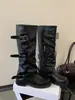 Botas de Equitação Marrons de Solado Grosso Altas até o Joelho Calçados Femininos 2026 Novas Botas Ampla na Barra para Outono/Inverno Botas Finas Longas de Meia-Canela