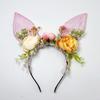 Tiara de Orelha de Coelho Novo Estilo Transfronteiriça, Tiara Doce de Flor Artificial de Páscoa para Crianças, Acessório de Cabeça Fofo para Fotografia ao Ar Livre