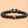 Amazon Venta Caliente Pulsera Obsidiana Esmerilada para Hombre Moda Fútbol Ojo de Tigre Piedra Volcánica Pulsera de Cuentas