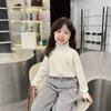 Suéter de Terciopelo de Una Pieza para Niñas Kidsren's Otoño e Invierno 2025 Grueso Cálido Jersey Cuello Alto Color Puro Camiseta Base para Niños