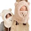 Sombrero femenino lindo oso máscara sombrero integrado invierno ciclismo sombrero tejido otoño e invierno bufanda bufanda sombrero de oso bufanda