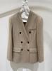 Patrón de espiga Estilo Old Money Gama Alta 20% Cachemira Atuendo Sofisticado para el Día a Día Blazer Informal sin Cuello de Corte Holgado