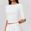 Top de yoga para mujer estilo europeo y americano, ajustado, de secado rápido, manga corta, con diseño de un solo hombro, adecuado para usar como capa exterior, para yoga, deportes y fitness