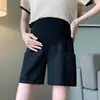 Pantalones de maternidad para verano, shorts finos de algodón y lino para usar al aire libre, pantalones casuales de pierna ancha a la moda de corte holgado, ropa de maternidad para verano