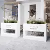 Combinación de Maceteros de Acero Inoxidable para Exteriores para Cafeterías, Hoteles, Portaflores Municipales para Exteriores y Oficinas de Venta de Inmuebles con Canaletas de Hierro para Flores