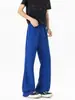Pantalones deportivos de corte relajado ligeramente acampanados en azul Klein, pantalones largos casuales para hombres altos, pantalones rectos de pierna ancha extralargos, talla grande para hombre