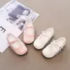 Sapatos de Couro para Meninas 2025 Primavera e Outono Novos Lolita Menininhas Sapatos de Princesa com Laço Sapatos Individuais Infantis Sapatos com Solado Macio