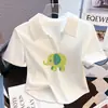 Camiseta polo blanca de algodón con hilo, manga corta, solapa y hombros descubiertos, elegante top francés de verano con cuello en V, combinable con todo.