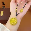 Colgante Brújula de Ocho Tesoros Chapado en Oro Vietnamita con Diseño Hueco, Símbolo de Fortuna Tradicional Chapado en Cobre Dorado, Colgante Brújula de Ocho Tesoros con Cadena Chopin