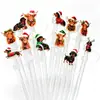 Tapas de Paja Navideñas Dibujos Animados Vaca de las Tierras Altas Tapones para Polvo 10 mm Cubiertas de Paja de Goma Suave Decorativas Impresas Regalos Festivos Venta al por Mayor