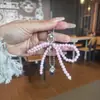 Ins Coreano Nova Menina Doce Pingente de Amor Prateado com Laço de Pérola Chaveiro Corrente de Celular Pingente para Pendurar Fone de Ouvido