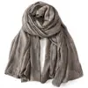 Bufanda de Algodón y Lino Rayada de Color Sólido Tie-Dye Moda Otoño e Invierno Cálida Unisex Bufanda para el Cuello Chal Artístico Retro