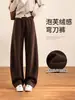 Calça Feminina Veludo Acolchoado Corte Curvo 2026 Nova Outono/Inverno Cintura Alta Emagrecedora Reta Estreita Casual Perna Larga