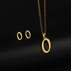 Brincos de Alfabeto Minimalistas e Elegantes Estilo Coreano, Colar Exportação Simples Europeu e Americano de Luxo Leve de Nicho