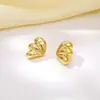 Pendientes Minimalistas de Moda Transfronterizos Europeos y Americanos de Tres Pétalos y Gota de Agua Pendientes de Ala de Mariposa Dorados de Moda para Mujer Joyería