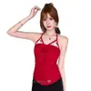 673 # Novo estilo de verão top racerback com blocos de cor, laço e poá, estilo de garota americana quente, puro e atraente, adequado tanto para usar por baixo quanto por cima