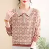 Camiseta interior de otoño de manga larga para madre de mediana edad, top elegante para mujeres de mediana edad, blusa de moda con nuevo cuello de muñeca