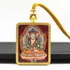 Pingente Colar Thangka de Cinnabar Dourado Pintado à Mão, Santo Padroeiro do Zodíaco Wuye, Vida Passada e Presente, Pingente Zakiram