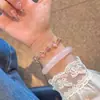 Pulsera Deslizante Exquisita de Flor de Cuatro Hojas de Cristal para Mujer, Lujo Accesible, Pulsera Elegante de Gama Alta, Accesorios Apilables, Joyería de Mano-