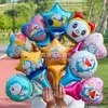 Balão de alumínio do desenho Doraemon com clipe e haste de mão para decoração de aniversário e barraca de festa