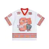 Camiseta de Manga Corta de Jersey con Estampado Digital en V y Bloques de Color para Hombre de la Marca de Moda de Verano Jie Zhan.