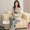 Pijama de Algodón para Mujer de Manga Larga, Entrega Inmediata al por Mayor Físico, Nuevo Estilo de Otoño con Copas en el Pecho, Se Puede Usar Fuera de Casa, Ropa de Casa de Dos Piezas
