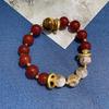Pulsera de alta gama con nicho de ágata roja natural y piedra ojo de tigre