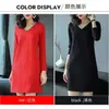 Outono e Inverno 2021 Novo Tamanho Grande Feminino Manga Longa Decote V Saia Base Cobrindo Barriga e Rejuvenescedora Vestido Solto