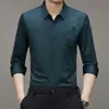 Camisa Casual de Manga Longa Estilo Pai para Homens, Colete Reversível, Fina, Moderna, Corte Solto, Camisa para Homens de Meia-Idade, Primavera e Outono de 2025