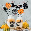 Decoração de Copo de Sobremesa com Inserção de Cartão de Palha para Halloween Festa de Abóbora Copo de Chá com Leite Sorvete Utensílios de Confeitaria Inserção de Bandeira