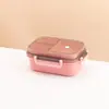 Lonchera de Doble Capa con Tapa, Lonchera Compartimentada para Oficinistas, Apta para Microondas y Calentable, Lonchera para Estudiantes con Cubiertos